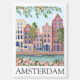 Retro Vintage Amsterdam Niederlande Architektur Magnet