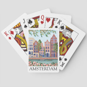 Retro Vintage Amsterdam Niederlande Architektur Spielkarten