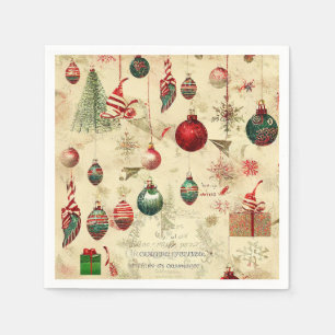 Retro Vintage Antike Weihnachtsdekorationen Serviette