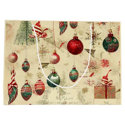 Retro Vintage antike Weihnachtsschmuck Große Geschenktüte (Rückseite)
