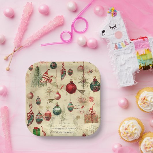 Retro Vintage antike Weihnachtsschmuck Pappteller (Party)