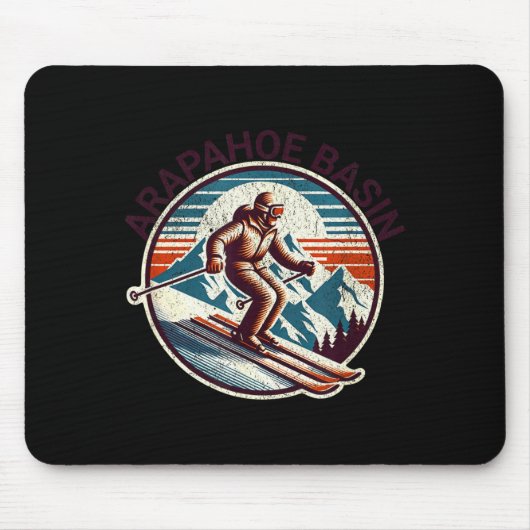 Retro Vintage Arapahoe Basin Skigebiet Winter Mousepad (Vorne)