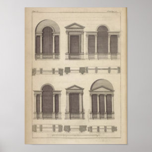 Retro Vintage Architekturzeichnung Fenster Poster