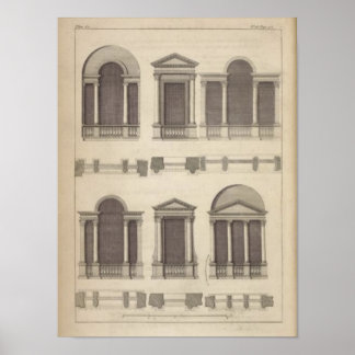 Retro Vintage Architekturzeichnung Fenster Poster