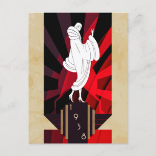 Retro-Vintage-Art Deco 1938 Frau Postkarte