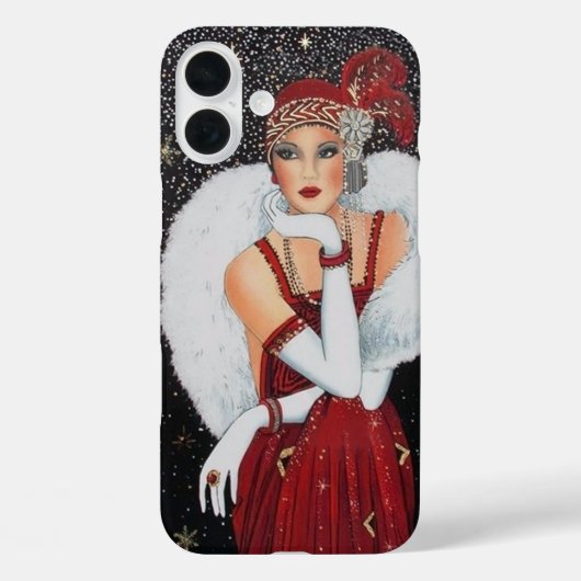 Retro vintage Art Deco lady  Case-Mate iPhone Hülle (Rückseite)