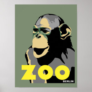 Retro Vintage Art des Berlin-Zooaffen Poster