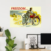 Retro Vintage Art FREEDOM Motorrad Poster (Heimbüro)