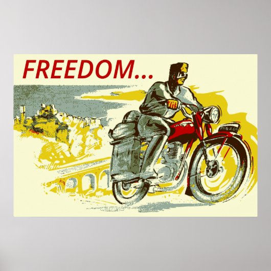 Retro Vintage Art FREEDOM Motorrad Poster (Vorne)