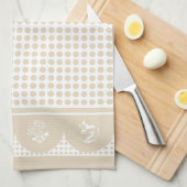 Retro Vintage Art Naturtan Polka Dot Jakobsmuschel Geschirrtuch (Viertel Falte)