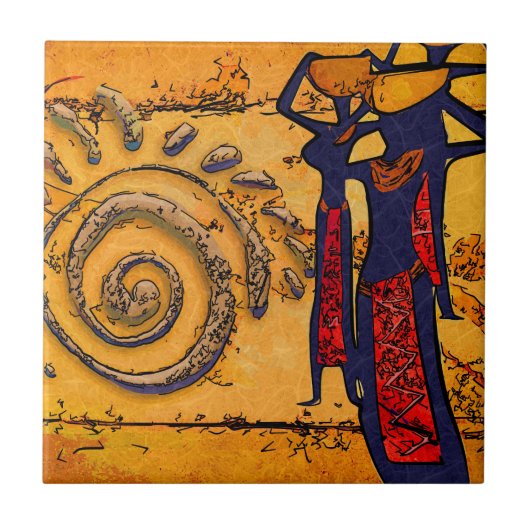 Retro Vintage Artgeschenke Afrikas Fliese (Vorderseite)