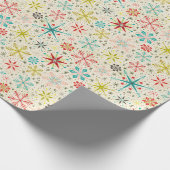 Retro Vintage atomare Weihnachtsschneeflocken Geschenkpapier (Ecke)