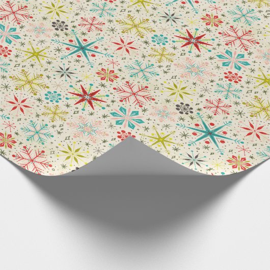 Retro Vintage atomare Weihnachtsschneeflocken Geschenkpapier (Ecke)