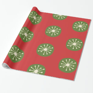 Retro Vintage Atomic 50er Weihnachten Punkte Grün Geschenkpapier
