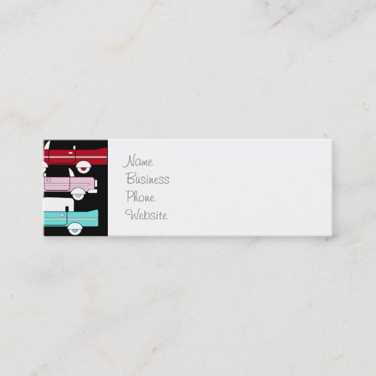 Retro Vintage Auto-rosarotes Mini Visitenkarte (Vorderseite)