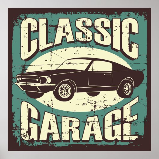 Retro-Vintage-Autogarage Poster (Vorne)
