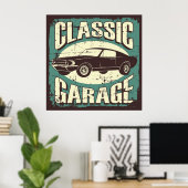 Retro-Vintage-Autogarage Poster (Heimbüro)