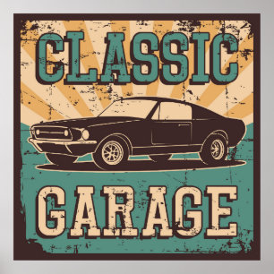 Retro-Vintage-Autogarage Poster