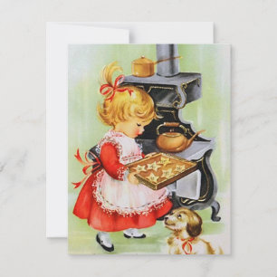 Retro Vintage Backen Kind Weihnachtskarte Feiertagskarte