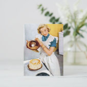 Retro-Vintage Backfrau Postkarte (Stehend Vorderseite)
