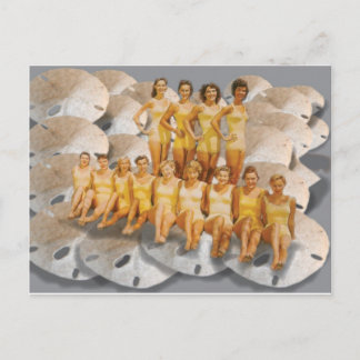 Retro Vintage Badebeauties auf SandDollars Postkarte
