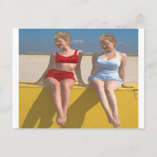 Retro Vintage Badewannen auf dem Dock sitzen Postkarte