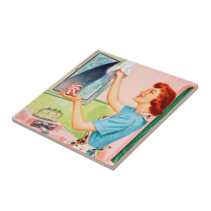 retro vintage Badezimmer Dame Fliese