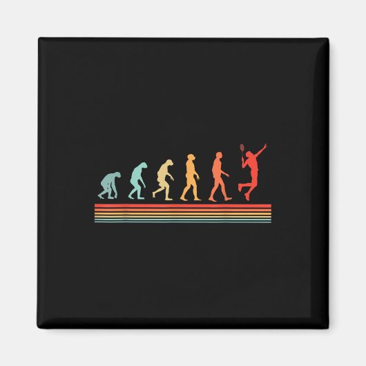 Retro Vintage Badmintonspieler Evolution Magnet (Vorne)