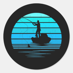 Retro Vintage Bass Fishing Fisherman Father's Day Runder Aufkleber