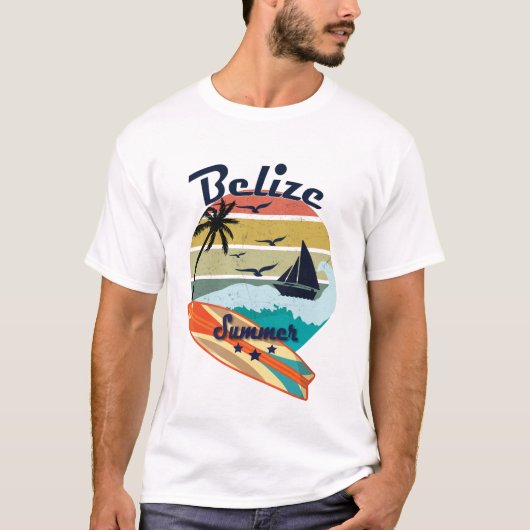 Retro Vintage Belize-Geschenksommerferien T-Shirt (Vorderseite)