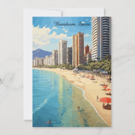 Retro Vintage Benidorm Spain Travel Mediterranean Karte (Vorderseite)
