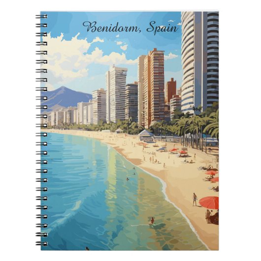 Retro Vintage Benidorm Spain Travel Mediterranean Notizblock (Vorderseite)