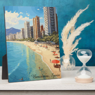 Retro Vintage Benidorm Spanien Reise Mittelmeer Fotoplatte