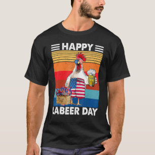 Retro Vintage Bier Tag der Arbeit Hühnchen US-Flag T-Shirt