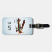 Retro-Vintage Biplane Personalisiert Gepäckanhänger (Vorderseite horizontal)