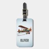 Retro-Vintage Biplane Personalisiert Gepäckanhänger (Vorderseite vertikal)