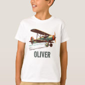 Retro-Vintage Biplane Personalisiert T-Shirt (Vorderseite)