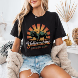 Retro Vintage Bison Yellowstone Nationalpark T-Shirt