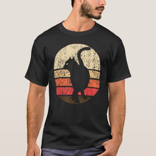Retro Vintage Black Cat T-Shirt (Vorderseite)