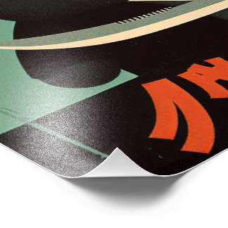 Retro Vintage Black Cat with Suit and Knife Japan Fotodruck