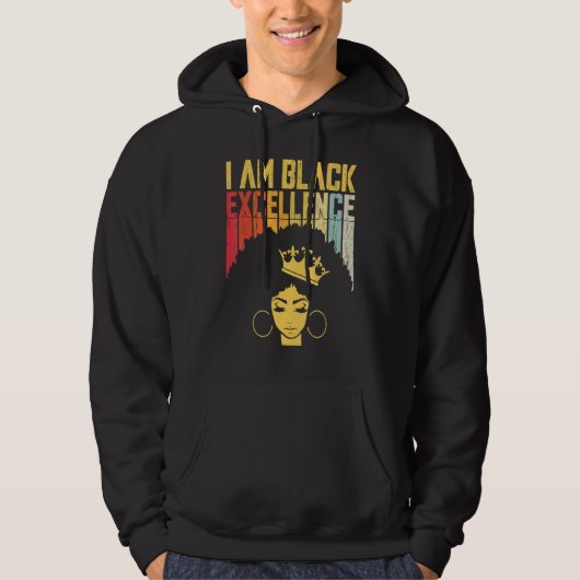 Retro Vintage Black Excellence African Pride Histo Hoodie (Vorderseite)