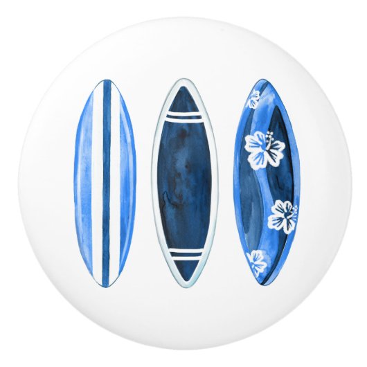 Retro Vintage Blaue Surfboards Keramikknauf (Vorderseite)