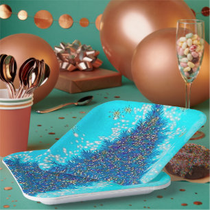 Retro Vintage blaue Weihnachtsbaumplatte Party Pappteller