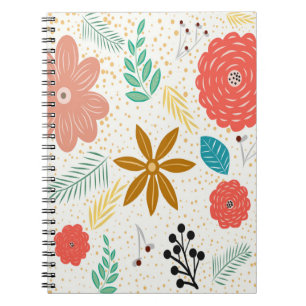 Retro Vintage Blume Foliage Notizblock