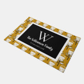 Retro-Vintage Blume und Senfgelb Fußmatte (Schrägansicht)