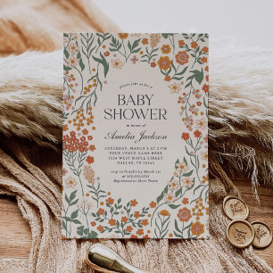Retro-Vintage-Blumen-Baby-Party Einladung