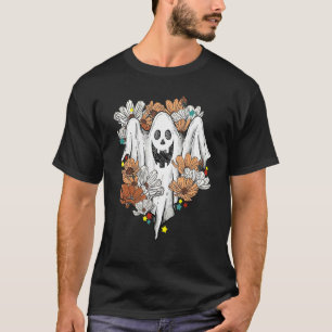Retro Vintage Blumen Geist Halloween Kürbis Jungen T-Shirt