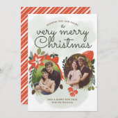 Retro Vintage Blumenweihnachtskarte Feiertagskarte (Vorne/Hinten)