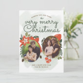 Retro Vintage Blumenweihnachtskarte Feiertagskarte (Stehend Vorderseite)