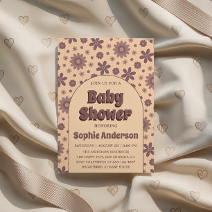 Retro Vintage Boho Gänseblümchen 70er Baby Shower Einladung